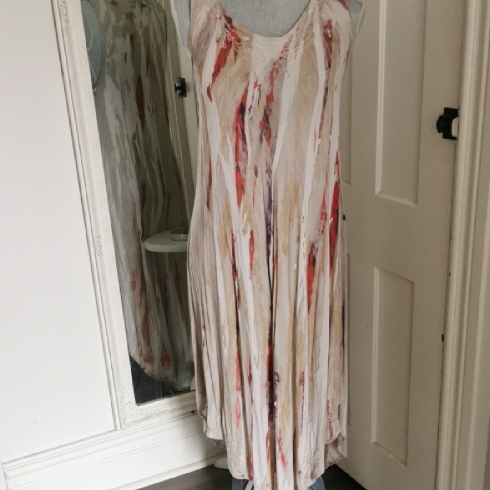 Shiva Fashions one size free flowing midi, maxi boho, lagenlook dress. EUC